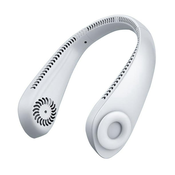 Ventilador para el cuello, mini portátil, recargable por USB, blanco
