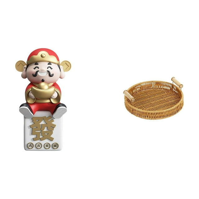 Figura decorativa de (1 unidad) - Cesta de almacenamiento tejida de resina, ideal para oficina, hogar o estantería.