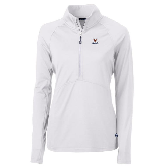 Women's Cutter & Buck White Virginia Cavaliers Vintage Adapt Eco Knit Half-Zip Pullover Jacket