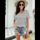 thumbnail image 4 of Tops para Mujer, Camisetas Informales de Verano con Cuello Cuadrado y Mangas con Volantes Rayas Blancas M, 4 of 8