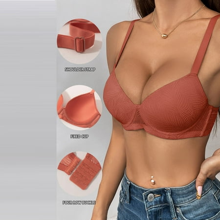 Babcutegg Bras for Women Seamless High Support Comfortable Full coverage Underwear for Women Orange Size M