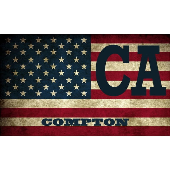 Compton CA California Los Angeles County Vintage US Flag Decal Bumper Sticker 3M Vinyl 3" x 5"