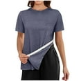 thumbnail image 3 of Amzcrzy Hauts pour Femmes Couleur Unie Col Rond Hauts Adaptatifs Manches Courtes Boutons Latéraux, 3 of 5