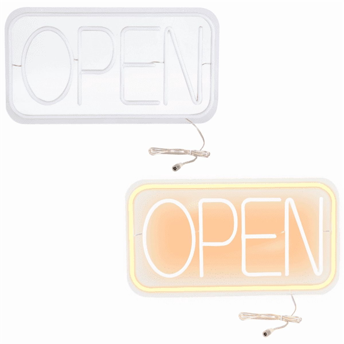 LED Neon Open Sign, Dimmable Business Store Front Light Sign with Controller & Hanging Chain, Dual‑Color Lighting for Cafe, Restaurant, Salon Indoor Use