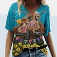 thumbnail image 2 of Babysbule Women's Tops Plus Size Women Short Sleeve Printed V-Neck Tops Tee T-Shirt Blouse, 2 of 3