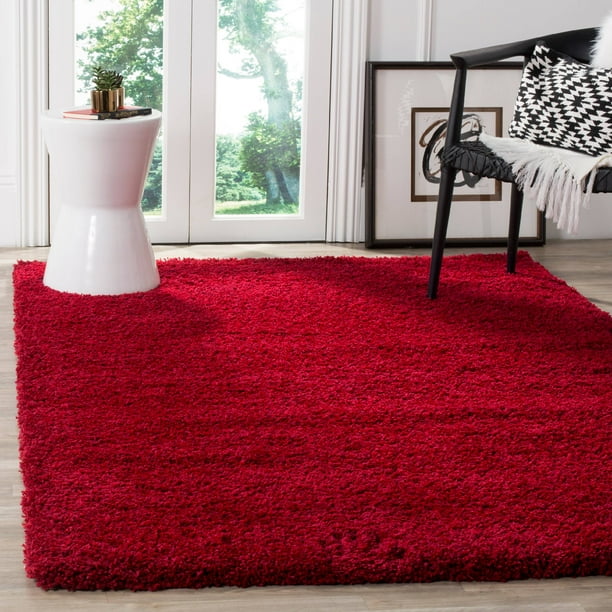 SAFAVIEH California Solid Plush Shag Area Rug, Red, 4' x 6'
