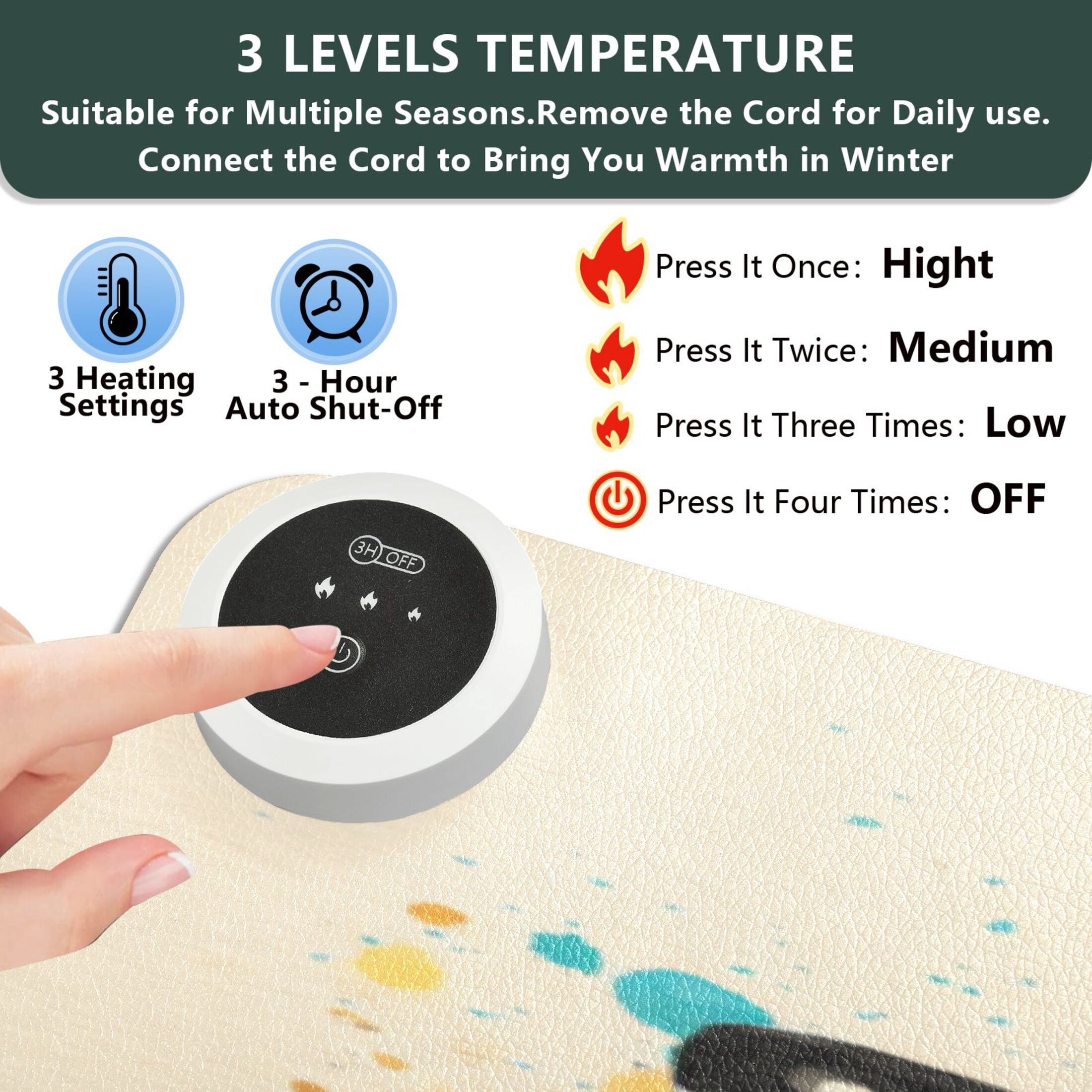 Large Heated Desk Mat Mouse Pad 31.5"x13"PU Leather Graphene Heating Desk Warmer with 3 Temperature Settings 110V US Plug Non-Slip Warm Pad for Home, Office, and Gaming Warm Gradient Butterfly Art