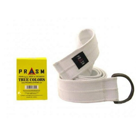 PRASM Unisex D-Ring Canvas Belt - White - L