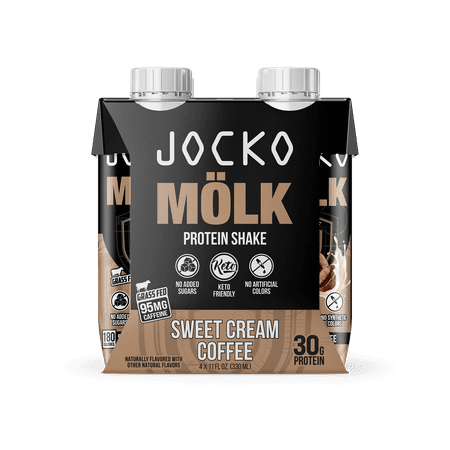 Jocko Fuel Protein Shake, Sweet Cream Coffee, 11oz, 4 Count, 30g Protein