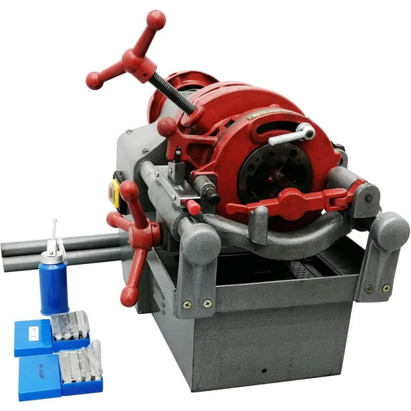 Electric 1/2"-2" Power Pipe Threader Threading Cutter with Self Oiling System NPT Dies