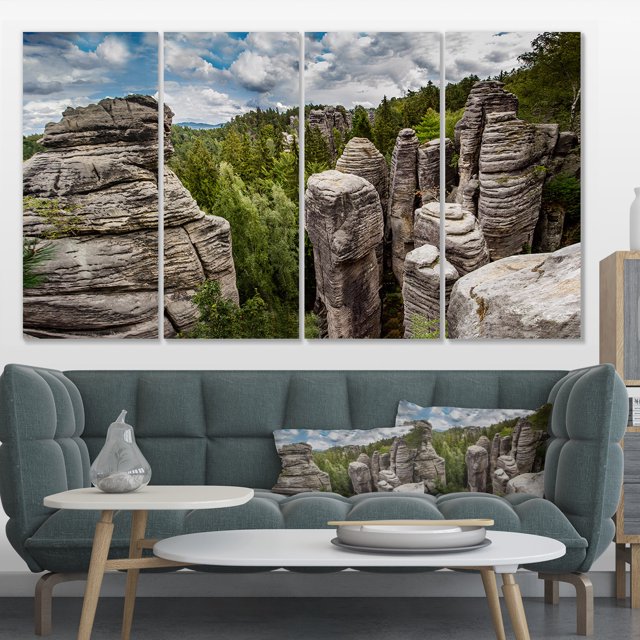 Beautiful Rocks in Bohemian Paradise - Landscape Canvas Art Print