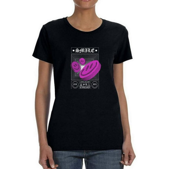 Flying 3D Smiles Techno Style T-Shirt Women -Image by Shutterstock, Female Large