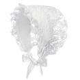 thumbnail image 3 of Kaerm Baby Girls Lacy Bonnet Lace Satin Christening Bonnet Cap Toddler Beanie Sun Protection Hat White One Size, 3 of 3