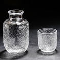 thumbnail image 2 of Vintage Bedside Water Carafe and Glass Set, Bedroom Nightstand, Bedside, Ticked Glass Mouthwash Decanter ，Mouthwash Bottle & Midnight Drink Dispenser, Elegant Glassware for Juice(1set - LI - ), 2 of 5