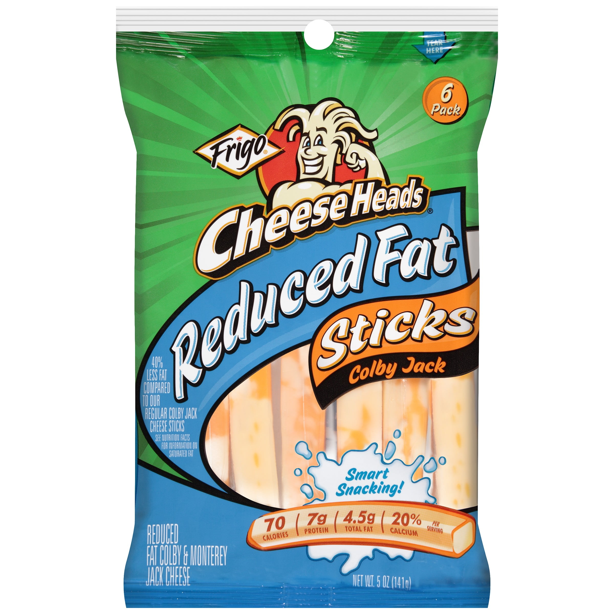 Frigo Cheese Heads Reduced Fat Colby Jack Cheese Sticks, 5 Oz., 6 Count