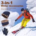 thumbnail image 5 of 3 PCS Winter Beanie Scarf Gloves Set for Men & Women, Touch Screen Gloves Cold Weather Neck Warmer Skull Cap - Navy Blue, 5 of 7
