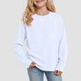 thumbnail image 2 of idosla Girls Crewneck Sweatshirt Long Sleeve Pullover Tops Drop Shoulder Sweatshirts Color Block Ribbed Trim for 5-14 Years (White, 7-8 Years), 2 of 5