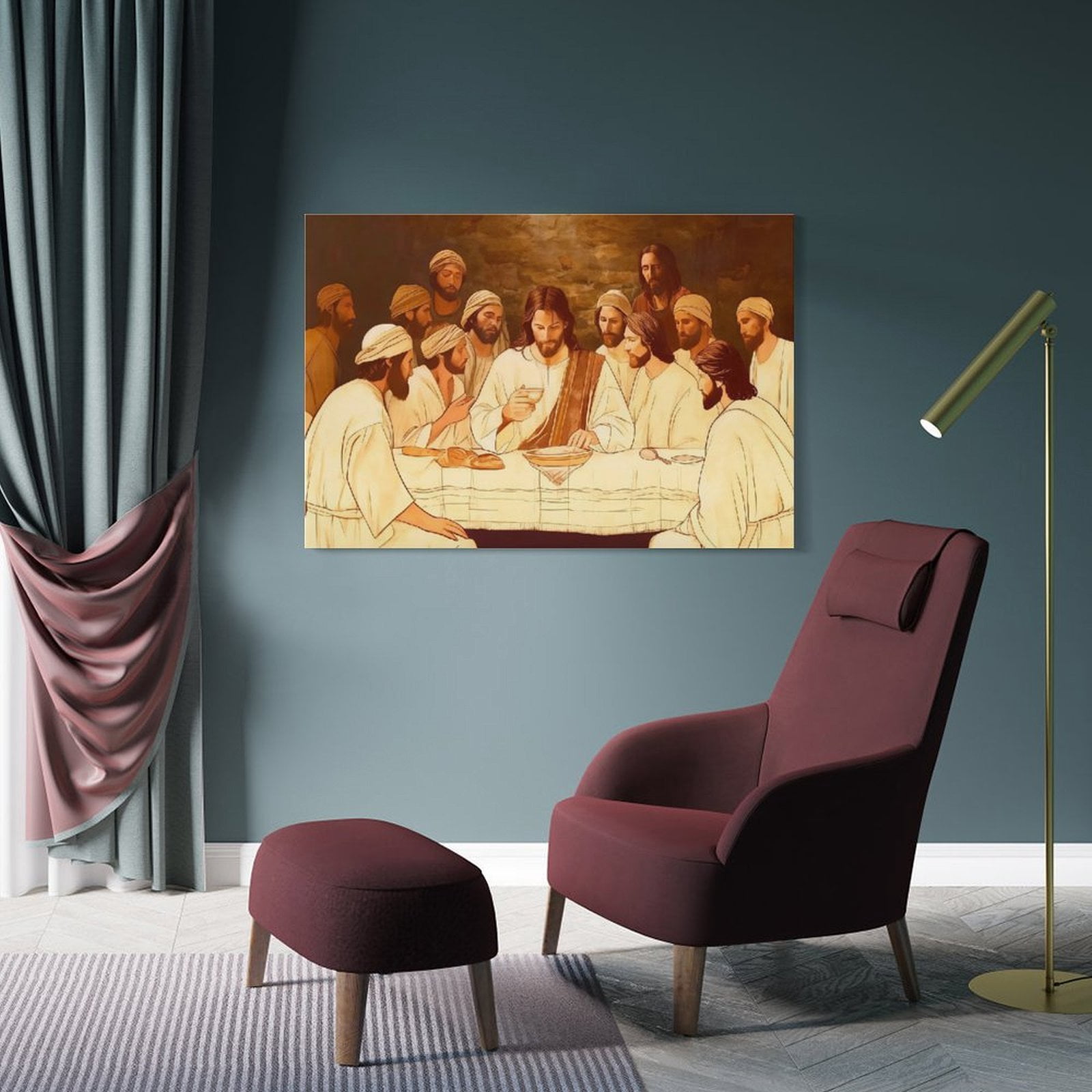 YarnArtistry Framed Canvas Wall Art, Last Supper Wall Decor Painting, Posters Print Dining Room Pictures for Church Home Bedroom Living Room Home Decortion