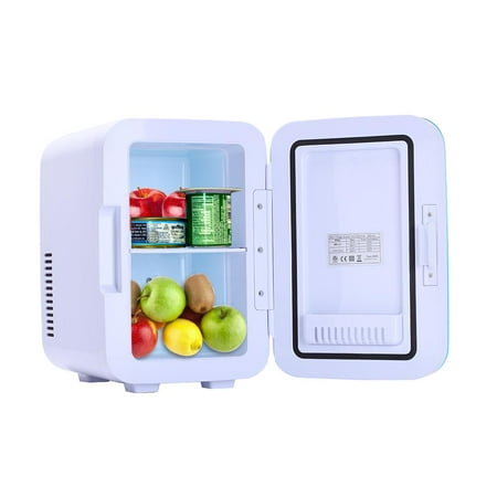 WALFRONT 6 Liter Compact Refrigerator Single Door Mini Fridge Cooler/Warmer for Cars, Road Trips, Homes, Offices and Dorms Blue