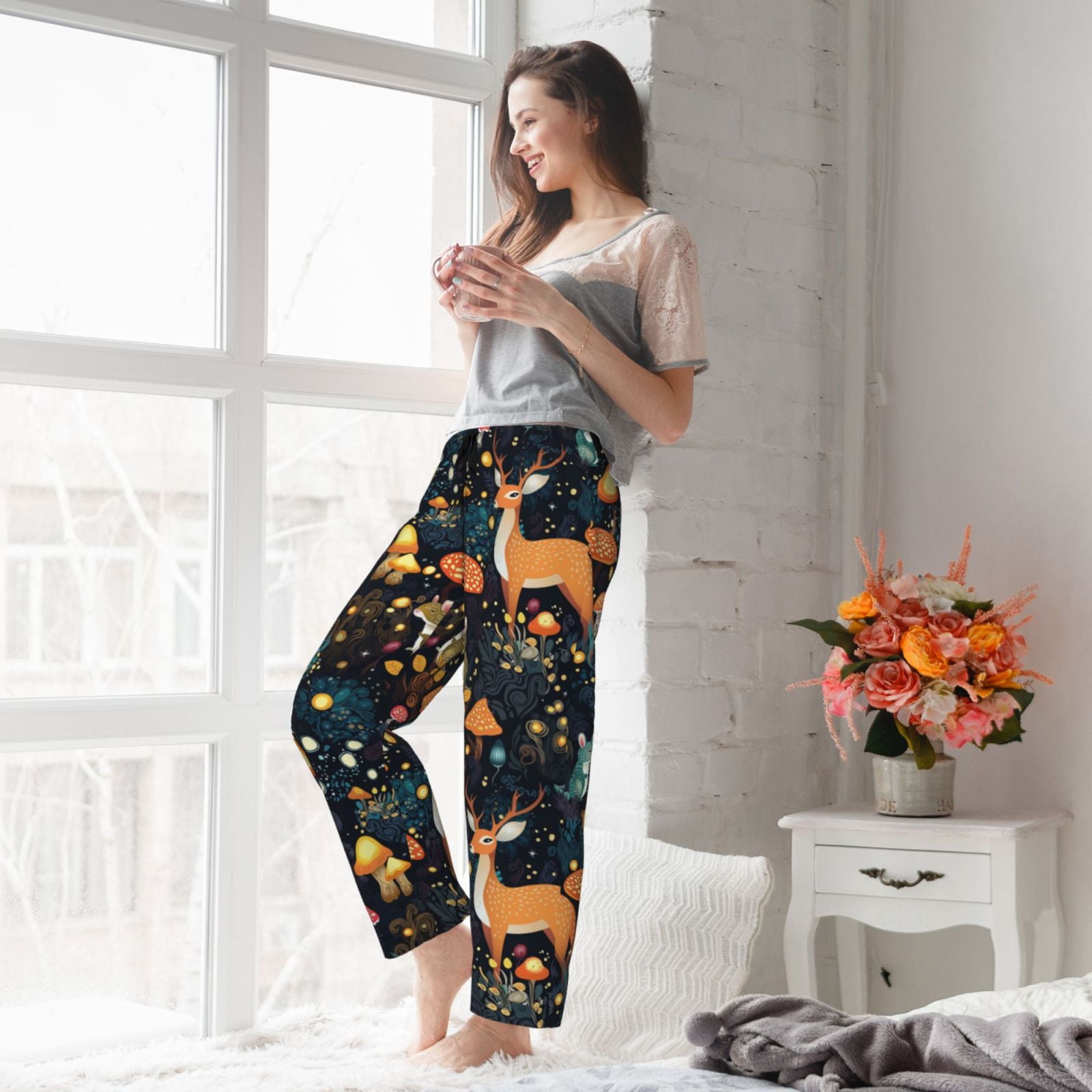 Pajama Pants Women - Forest elf Soft Breathable Sleep & Lounge Pants for Women, Comfy Casual Pj Pants Bottoms with Pockets