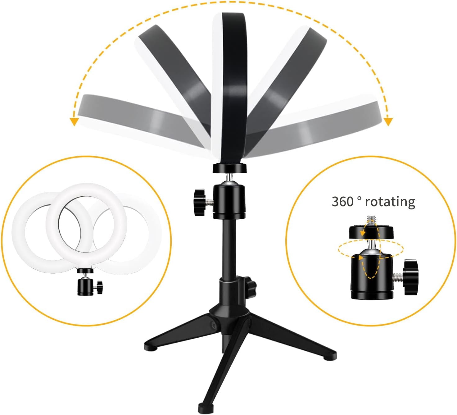 Desk Ring Light for Zoom Meetings - Video Conference Lighting Kit for Laptop Computer, 6” Clip on Table LED Light Lamp with Tripod Stand for Video Recording, Remote Working, Gaming, Vlogging