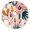 275, variant on Floral Print Round Tablecloth with Elastic Fit, Durable and Lightweight Polyester, Fits 44-52 Inch for Indoor and Outdoor Table Use