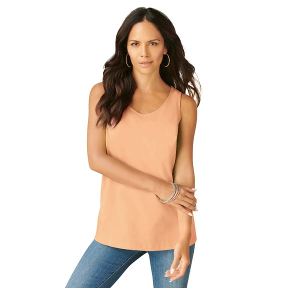 Roaman's Women's Plus Size Cotton Scoopneck Tank Top