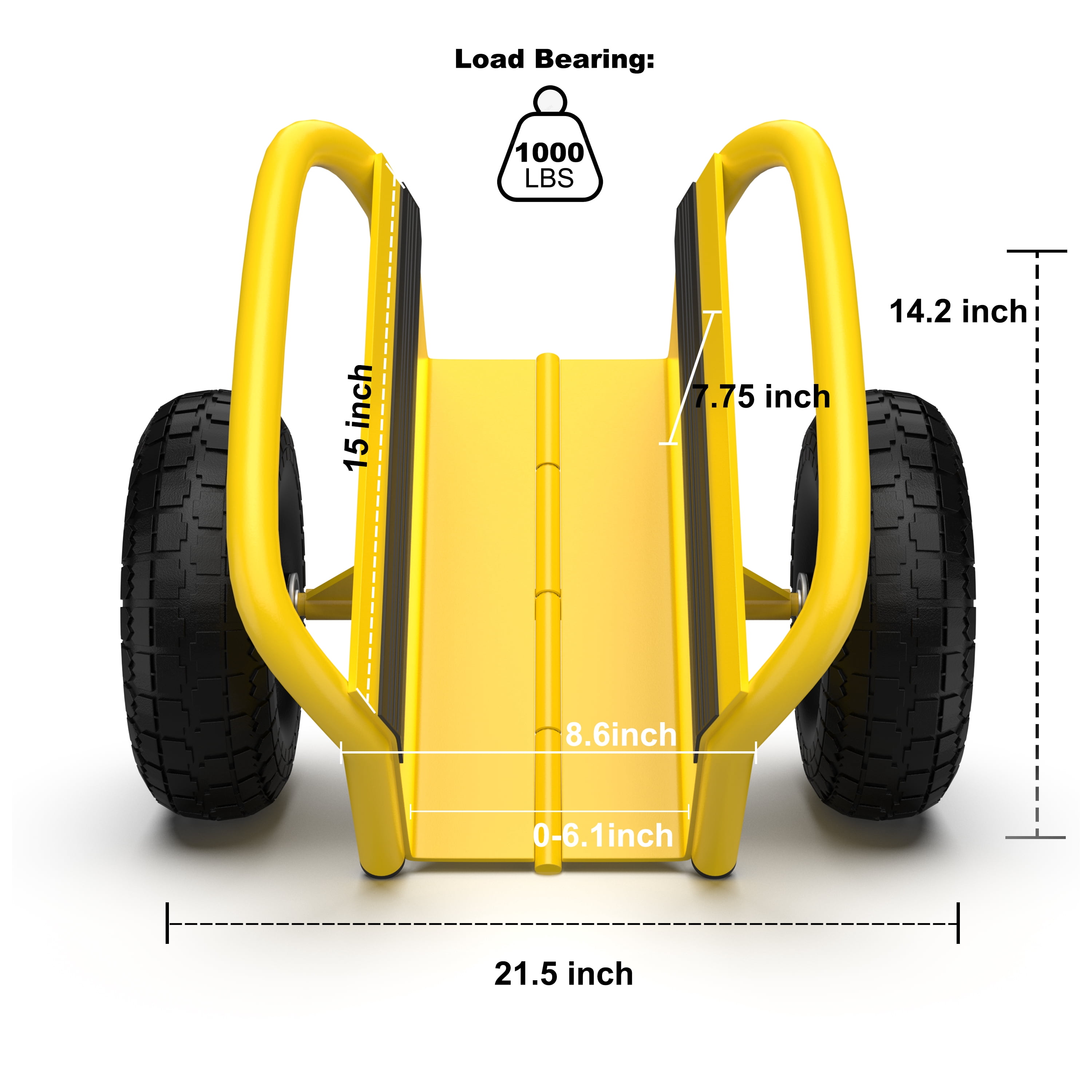 Miniyam Panel Dolly, 1000LBS Capacity, 2-Wheel Adjustable Clamp Cart for Slab Material Handling, Yellow
