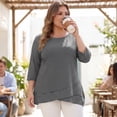 thumbnail image 2 of DARING DIVA Women's Plus Striped Loose Tunic Top Scoop Neck High Low Hem Blouse 2X Gray, 2 of 6