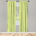 thumbnail image 5 of Ambesonne Vintage Window Curtains, Retro Diamond Star Rounds, Each 28" W x 95" L, Yellow Green White, 5 of 5