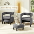 thumbnail image 4 of Costway Comfy Accent Armchair with Footrest Upholstered Velvet Barrel Chair & Ottoman Set Grey, 4 of 10