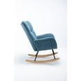 thumbnail image 3 of Modern Teddy Velvet Nursery Rocking Chair with Metal Frame, High Back Leisure Armchair with Wooden Curved Legs, Wingback Glider Rocker Chair for Living Room, Bedroom, Balcony, Blue, 3 of 9