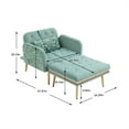 thumbnail image 6 of Modern Chaise Lounge with Ottoman, Velvet Upholstered Recliner Chair, Convertible Sleeper Sofa Bed with 3 Reclining Angles and One Pillow, Living Room Accent Chair with Golden Metal Trims, Mint Green, 6 of 6