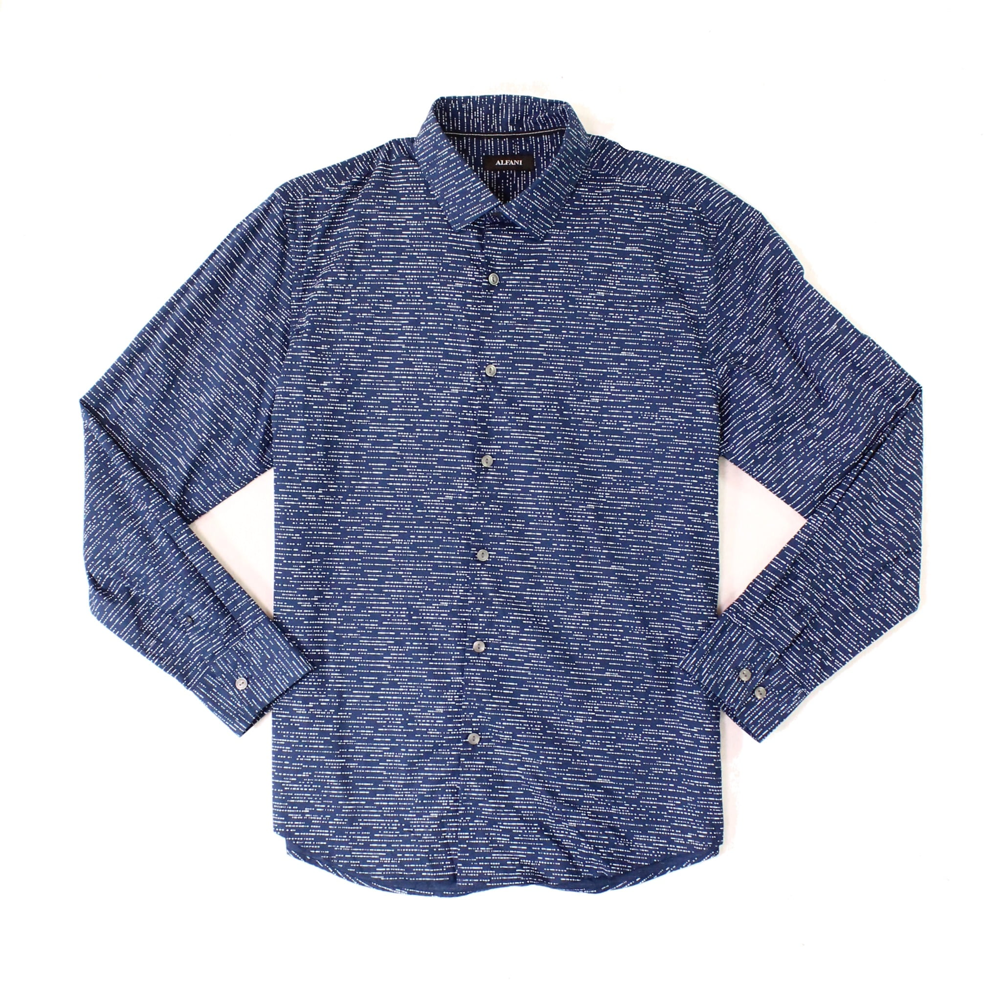 Alfani - Alfani NEW Ocean Blue Mens Size Large L Button Down Dash Print Shirt - Walmart.com 