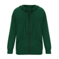thumbnail image 6 of Soft Fleece Zip-Up Hoodie for Women, Long Sleeve Drawstring Open Front Sweatshirt - Loose Fit Casual Fall Winter Jacket Green XL, 6 of 6