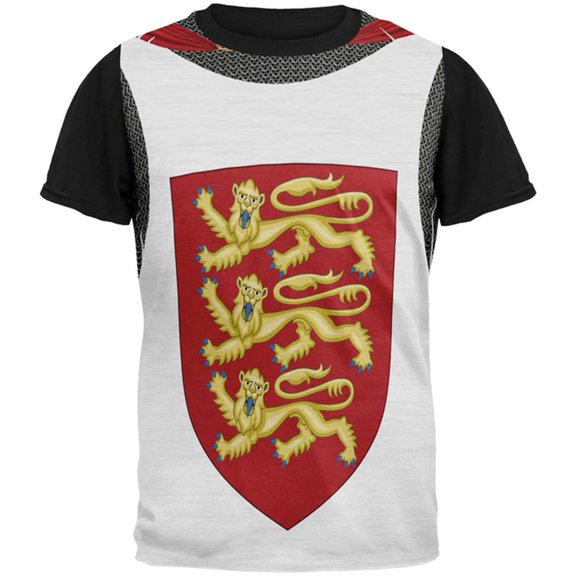 King Richard Lionheart Knight Costume All Over Mens Black Back T Shirt