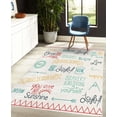 thumbnail image 4 of Adventure Decorative Rug, Various Words on Happiness and Self Value Uplifting Phrases Being Who You Are, Quality Carpet for Bedroom Dorm and Living Room, 6 Sizes, Marigold Teal, by Ambesonne, 4 of 4