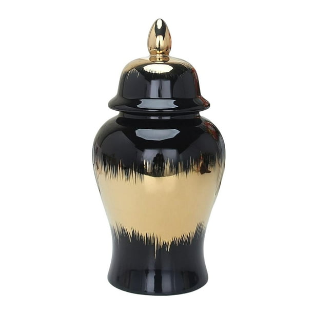 Ceramic Jar Vase with Lid, Collectible Crafts Ornament Floral