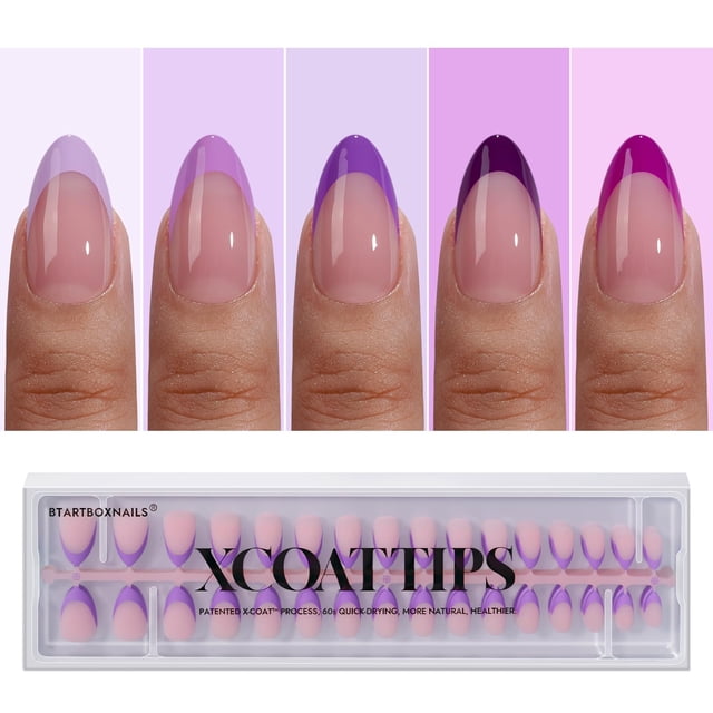 Presiona Nails BtartBoxNails XCOATTIPS, punta francesa morada