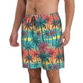 thumbnail image 2 of Disketp Men's Swim Trunks Hawaiian Breathable Surf Beach Swimsuits Mesh Lining Beach Shorts with Pockets-Hawaii Palms, 2 of 7