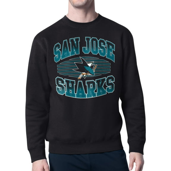 Men's Starter Black San Jose Sharks Team Grit Graphic Fleece Pullover Sweatshirt