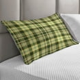 thumbnail image 2 of Olive Green Quilted Pillowcover, Quilt Pattern Traditional Scottish Design Checkered Geometrical, Standard King Size Accent Pillow Cover for Bedroom, 36" x 20", Dark Green Yellow Brown, by Ambesonne, 2 of 2