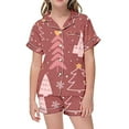 thumbnail image 1 of Fgnfyis Pyjamas pour Filles Pyjamas pour Filles Ensemble de Pyjamas Décontracté Imprimé Col Boutonné Manches Courtes Haut Shorts Rouge, 1 of 4
