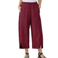 thumbnail image 1 of Pantalones Gibobby anchos mujer holgados informales de pana rojo M, 1 of 5