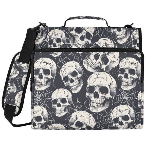 ALAZA Zipper Binder Halloween Skulls Pattern 2 inch 3 Ring 500 Sheet Capacity Trapper Keeper File Folder Organizer Bag