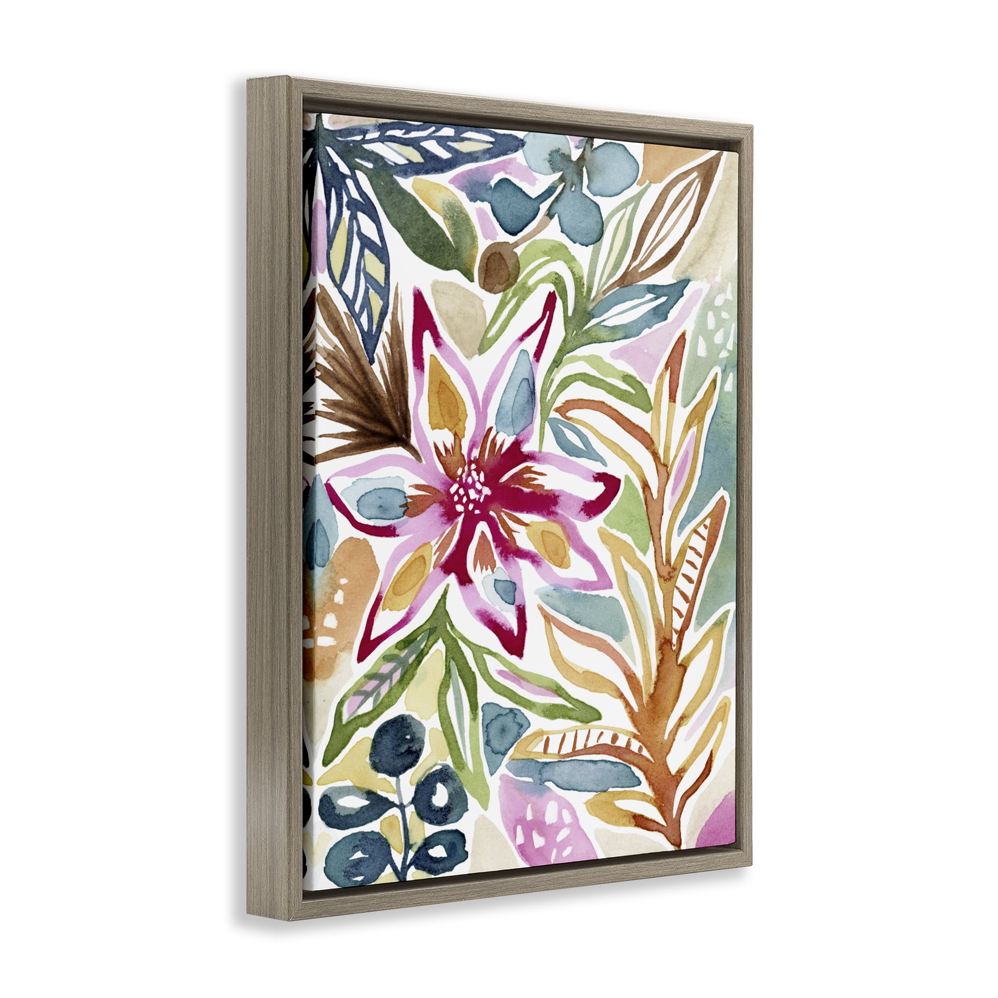 Stupell Industries Vibrant Garden Impressions Brown Framed Floater Canvas Wall Art, design by Lisa Nohren