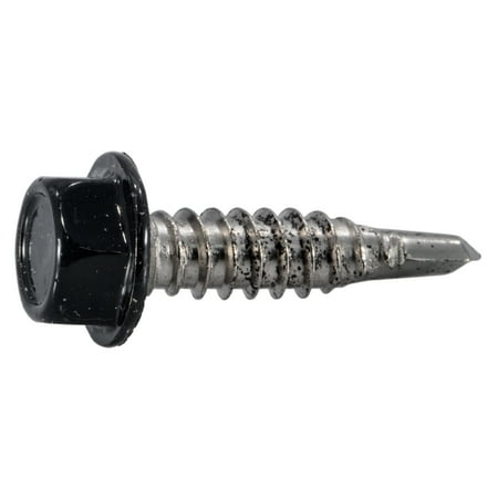 

#14-13 x 1 Black 410 Stainless Hex Head Self-Drilling Screws (6 pcs.)