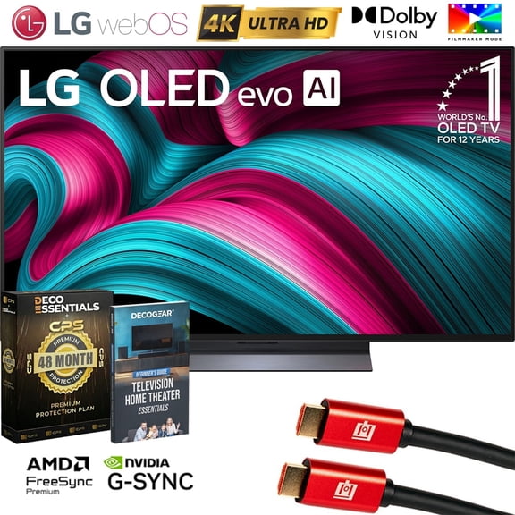LG 48 Inch C5 Series OLED evo 4K UHD Smart webOS TV (2025) OLED48C5PUA Bundle with 4 YR CPS Enhanced Protection Pack, 2x 6FT HDMI Cable and Deco Gear Home Theater Beginner's Guide