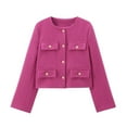 thumbnail image 4 of Womens Balloon Long Sleeve Blazer Cropped Jackets Business Coat Color: PK2 Size: S, 4 of 4