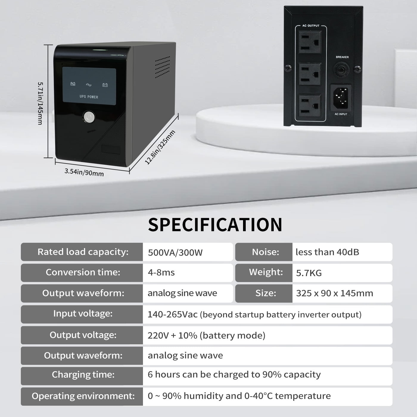 BAOKALER UPS 500VA Battery Backup, Power Backup Battery